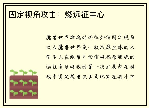 固定视角攻击：燃远征中心